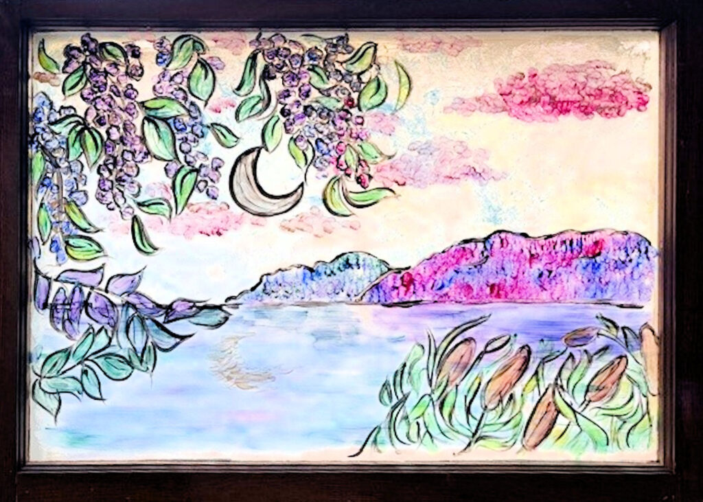 Ffaw2511 Nancy Marston Cat Tails In Moonlight